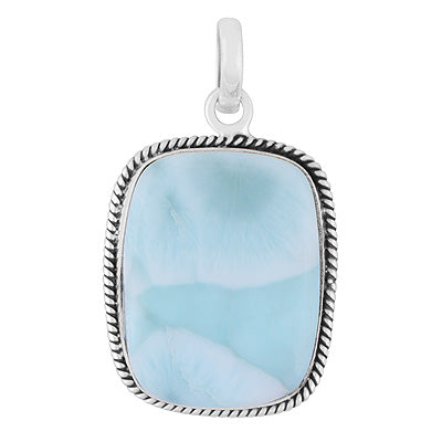 Stunning Statement Larimar Rectangle Shape 925 Sterling Solid Silver Pendant - R101009-347