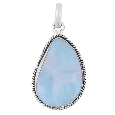 Stunning Statement Larimar Fancy Shape 925 Sterling Solid Silver Pendant - R101009-350