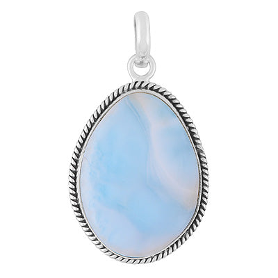 Stunning Statement Larimar Fancy Shape 925 Sterling Solid Silver Pendant - R101009-351