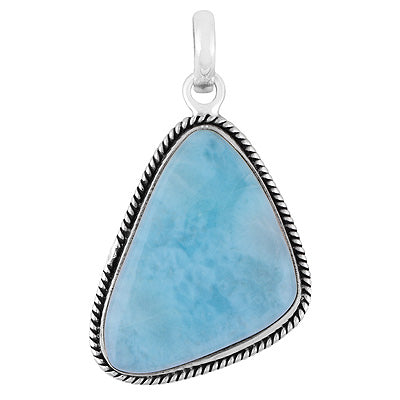 Stunning Statement Larimar Fancy Shape 925 Sterling Solid Silver Pendant - R101009-353