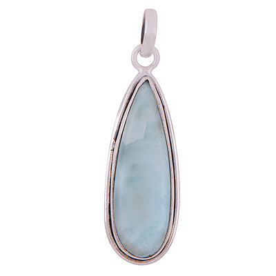 Stunning Statement Larimar Pear Shape 925 Sterling Solid Silver Pendant - R101010-295