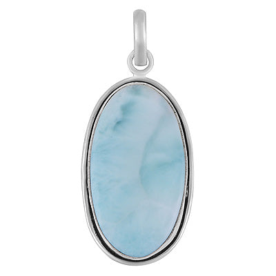 Stunning Statement Larimar Oval Shape 925 Sterling Solid Silver Pendant - R101010-302