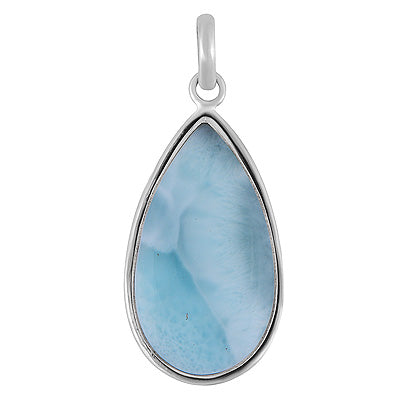 Stunning Statement Larimar Pear Shape 925 Sterling Solid Silver Pendant - R101010-304
