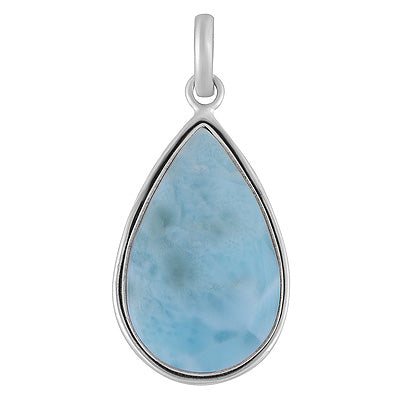 Stunning Statement Larimar Pear Shape 925 Sterling Solid Silver Pendant - R101010-306