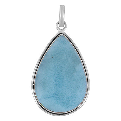 Stunning Statement Larimar Pear Shape 925 Sterling Solid Silver Pendant - R101010-307