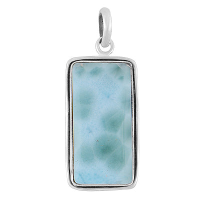 Stunning Statement Larimar Rectangle Shape 925 Sterling Solid Silver Pendant - R101010-310