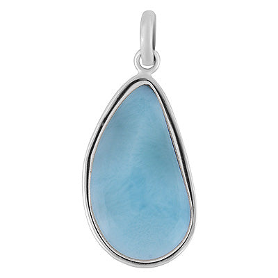 Stunning Statement Larimar Fancy Shape 925 Sterling Solid Silver Pendant - R101010-314