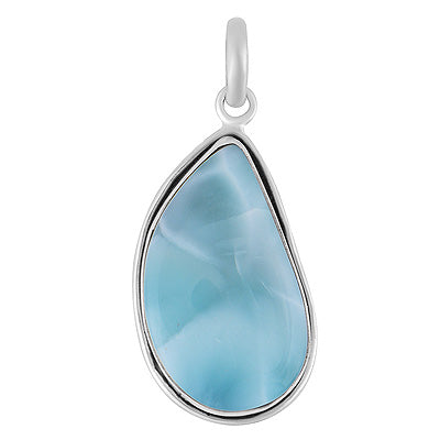 Stunning Statement Larimar Fancy Shape 925 Sterling Solid Silver Pendant - R101010-315