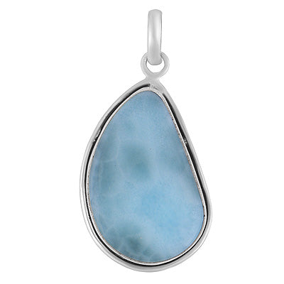 Stunning Statement Larimar Fancy Shape 925 Sterling Solid Silver Pendant - R101010-317