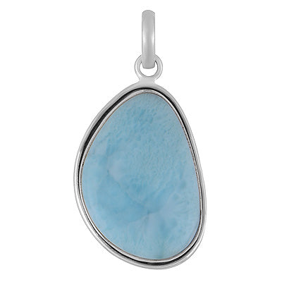 Stunning Statement Larimar Fancy Shape 925 Sterling Solid Silver Pendant - R101010-318