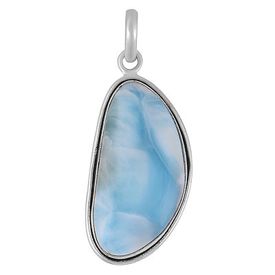 Stunning Statement Larimar Fancy Shape 925 Sterling Solid Silver Pendant - R101010-319