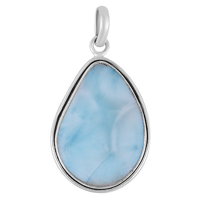 Stunning Statement Larimar Fancy Shape 925 Sterling Solid Silver Pendant - R101010-320