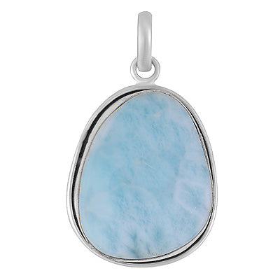 Stunning Statement Larimar Fancy Shape 925 Sterling Solid Silver Pendant - R101010-321