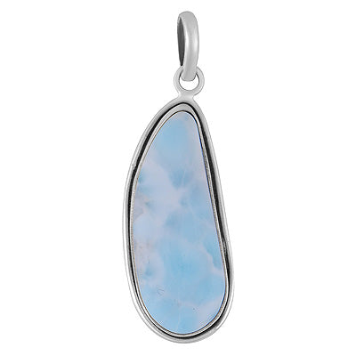 Stunning Statement Larimar Fancy Shape 925 Sterling Solid Silver Pendant - R101010-323
