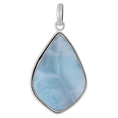 Stunning Statement Larimar Fancy Shape 925 Sterling Solid Silver Pendant - R101010-324