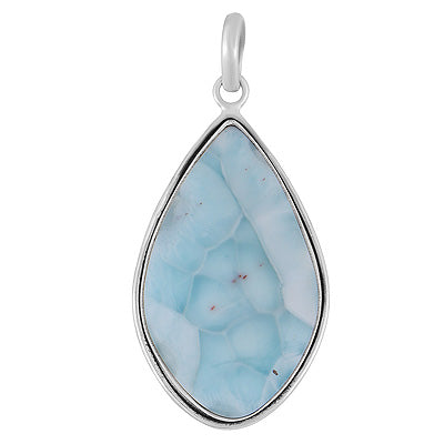 Stunning Statement Larimar Fancy Shape 925 Sterling Solid Silver Pendant - R101010-325