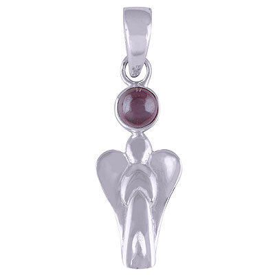 Angel Charm Garnet Round Shape 925 Sterling Solid Silver Pendant - R101052-22