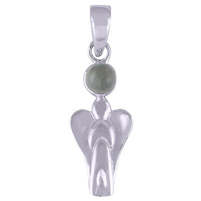 Angel Charm Prehnite Round Shape 925 Sterling Solid Silver Pendant - R101052-29
