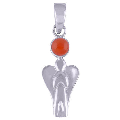 Angel Charm Carnelian Round Shape 925 Sterling Solid Silver Pendant - R101052-30