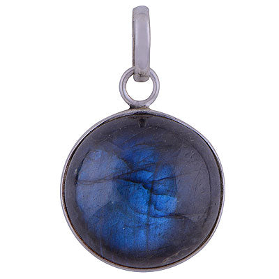 Stunning Labradorite Round Shape 925 Sterling Solid Silver Pendant - R101060-288
