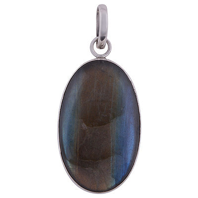 Stunning Gemstone Labradorite Oval Shape 925 Sterling Solid Silver Pendant - R101060-391