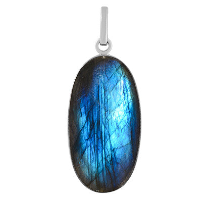 Stunning Gemstone Labradorite Oval Shape 925 Sterling Solid Silver Pendant - R101060-460