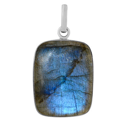 Stunning Gemstone Labradorite Rectangle Shape 925 Sterling Solid Silver Pendant - R101060-530