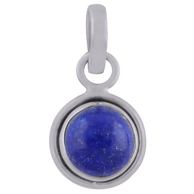 Plain Wire Around Lapis Round Shape 925 Sterling Solid Silver Pendants - R101067-6