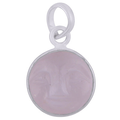 Beautifully Face Carved Bezel Crystal Round Shape 925 Sterling Solid Silver Pendant - R101091-148