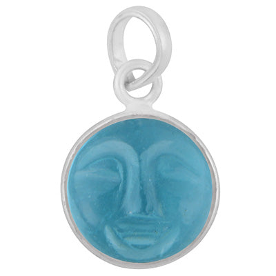 Beautifully Face Carved Bezel Cubic Zirconia Round Shape 925 Sterling Solid Silver Pendant - R101091-182