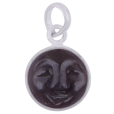 Beautifully Face Carved Bezel Smoky Topaz Round Shape 925 Sterling Solid Silver Pendant - R101091-36