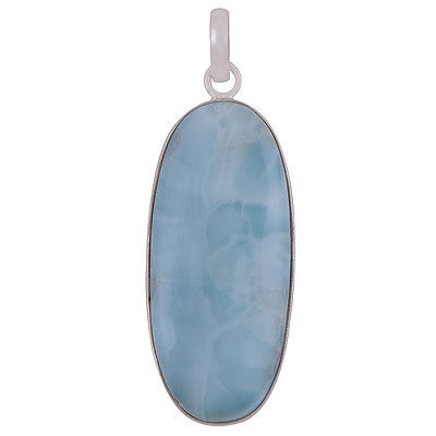 Beautiful Gemstone Larimar Oval Shape 925 Sterling Solid Silver Pendant - R101102-397