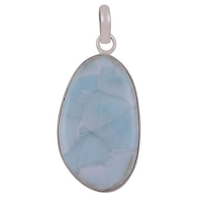 Beautiful Gemstone Larimar Oval Shape 925 Sterling Solid Silver Pendant - R101102-403