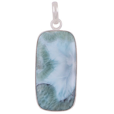 Beautiful Gemstone Larimar Rectangle Shape 925 Sterling Solid Silver Pendant - R101102-415