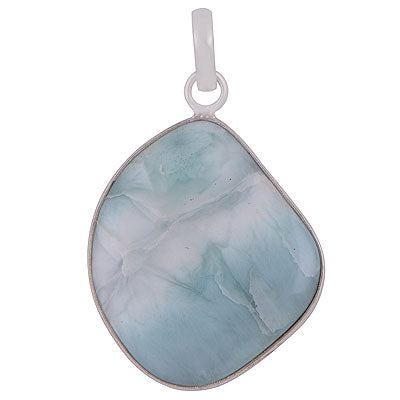 Beautiful Gemstone Larimar Fancy Shape 925 Sterling Solid Silver Pendant - R101102-425