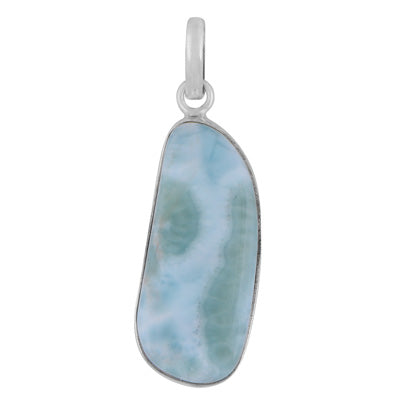 Beautiful Gemstone Larimar Fancy Shape 925 Sterling Solid Silver Pendant - R101102-438