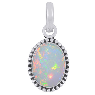 Classic Rawa Work Around Ethiopian Opal Oval Shape 925 Sterling Solid Silver Pendant - R101108-13
