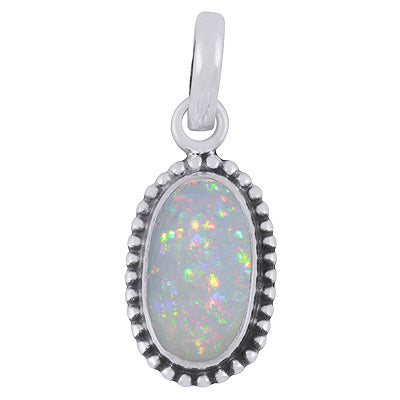 Classic Rawa Work Around Ethiopian Opal Oval Shape 925 Sterling Solid Silver Pendant - R101108-18
