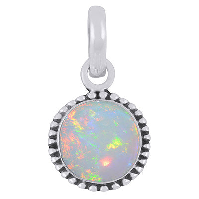 Classic Rawa Work Around Ethiopian Opal Round Shape 925 Sterling Solid Silver Pendant - R101108-26