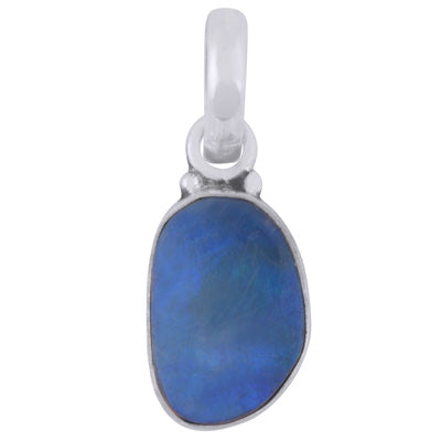 Beautifully Seated Gemstone Australian Opal Doublet Fancy Shape 925 Sterling Solid Silver Pendant - R101112-39