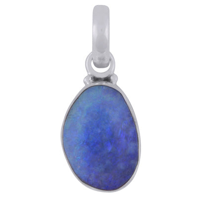 Beautifully Seated Gemstone Australian Opal Doublet Fancy Shape 925 Sterling Solid Silver Pendant - R101112-41
