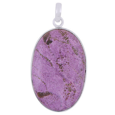Gorgeous Plain Purpurite Oval Shape 925 Sterling Solid Silver Pendant - R101122-80