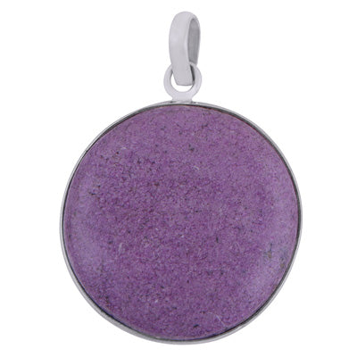 Gorgeous Plain Purpurite Round Shape 925 Sterling Solid Silver Pendant - R101122-82