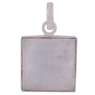 Gorgeous Plain Blue Fire Rainbow Moonstone Square Shape 925 Sterling Solid Silver Pendant - R101149-750