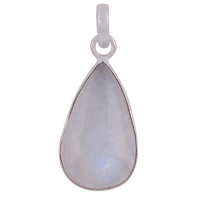 Gorgeous Plain Blue Fire Rainbow Moonstone Pear Shape 925 Sterling Solid Silver Pendant - R101149-793