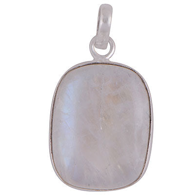 Gorgeous Plain Blue Fire Rainbow Moonstone Rectangle Shape 925 Sterling Solid Silver Pendant - R101149-801