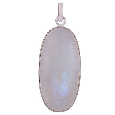 Gorgeous Plain Rainbow Moonstone Oval Shape 925 Sterling Solid Silver Pendant - R101149-807