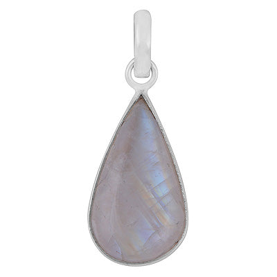 Gorgeous Plain Rainbow Moonstone Pear Shape 925 Sterling Solid Silver Pendants - R101149-830