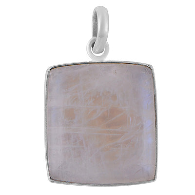Gorgeous Plain Rainbow Moonstone Square Shape 925 Sterling Solid Silver Pendants - R101149-834