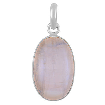 Gorgeous Plain Rainbow Moonstone Oval Shape 925 Sterling Solid Silver Pendant - R101149-842
